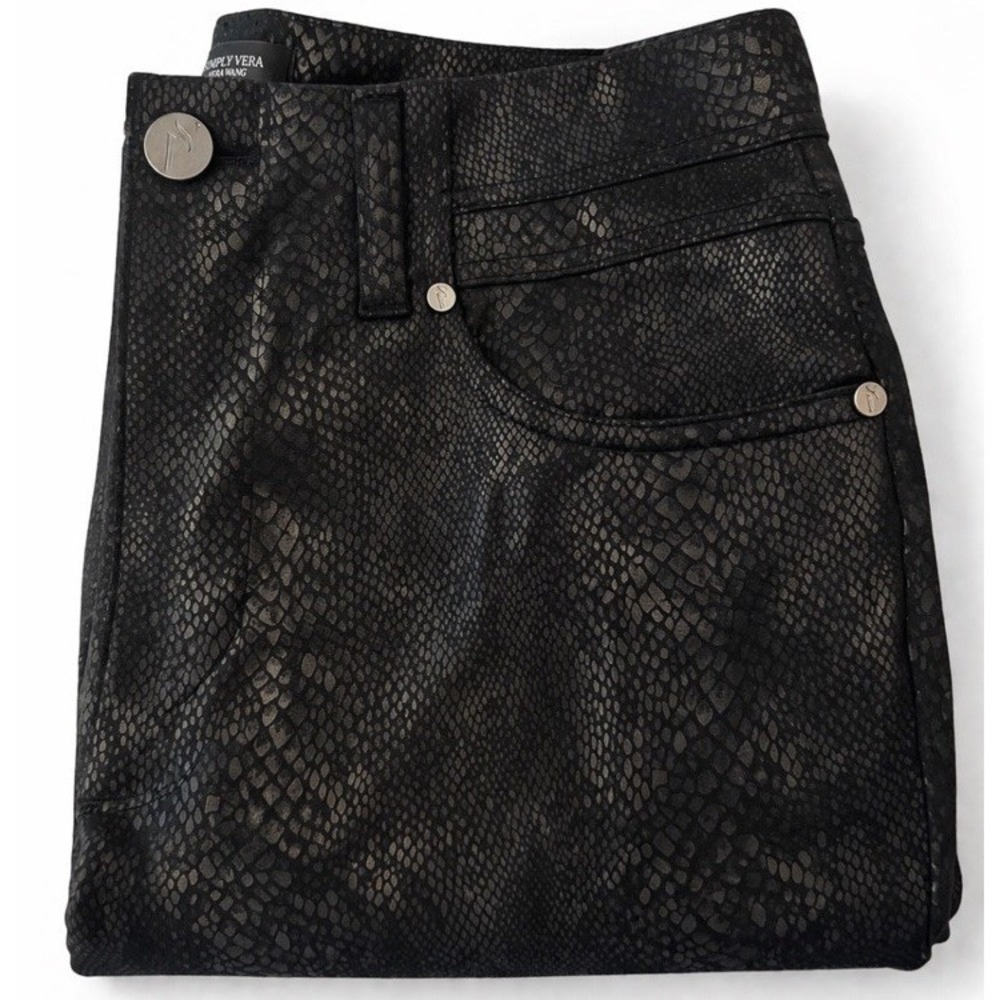Simply Vera Vera Wang Black Faux-Snakeskin Skinny Pants